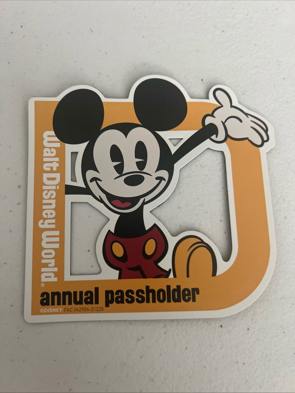 Walt Disney World Mickey Annual Passholder magnet- Orange